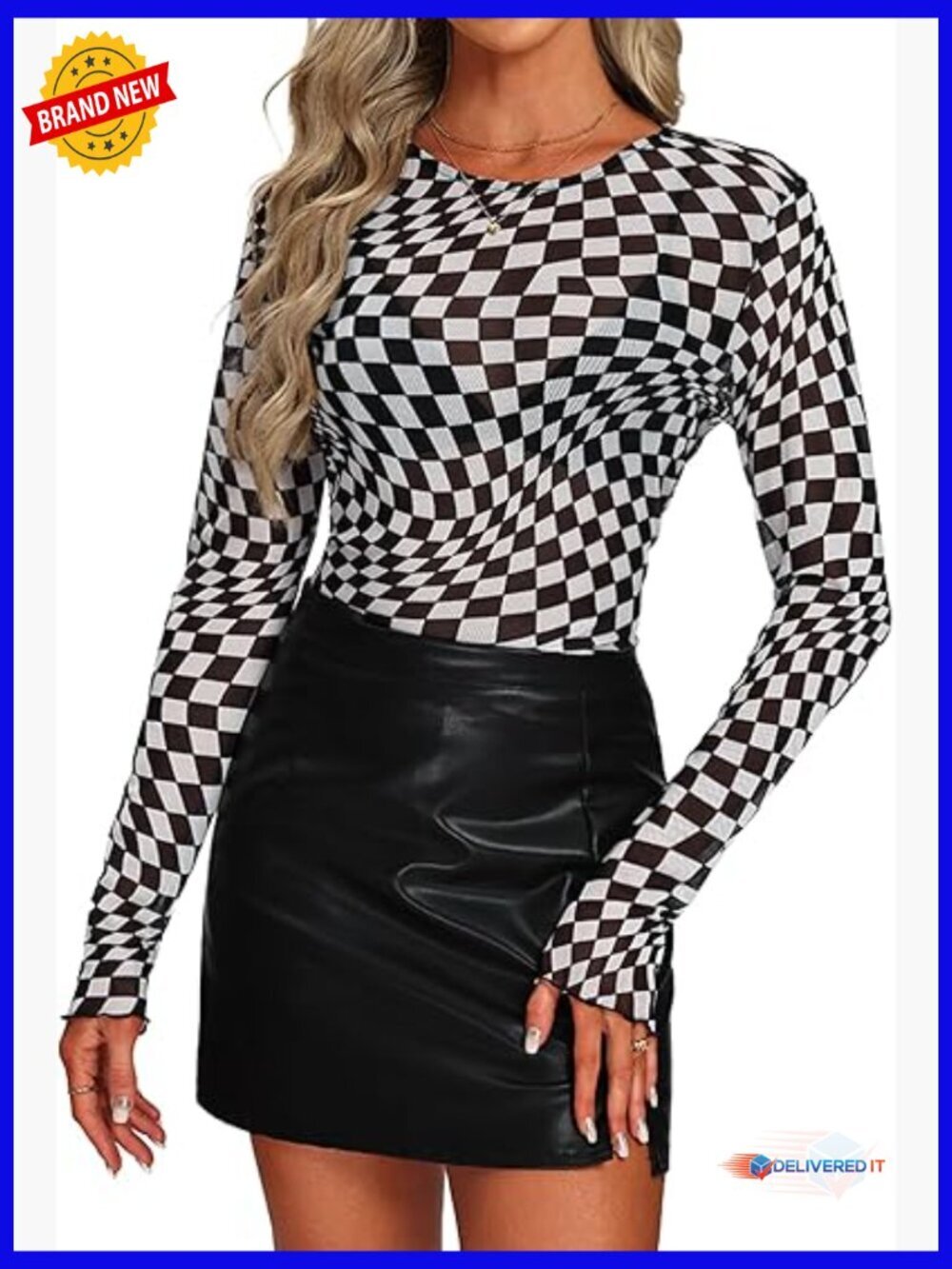 Womens Mesh Long Sleeve Top Crew Neck Sheer See Through Lace Tee Shirts Club